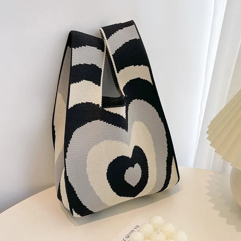 New Wide Striped Reusable Small Tote Bags