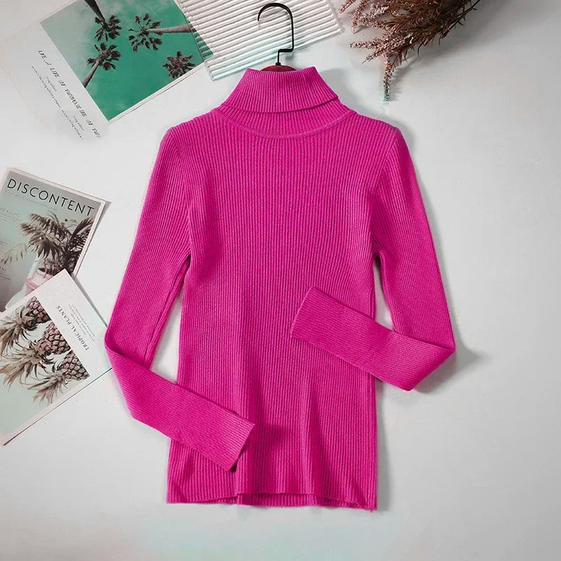 Timeless Basic: Solid Cashmere-Blend Turtleneck Jumper