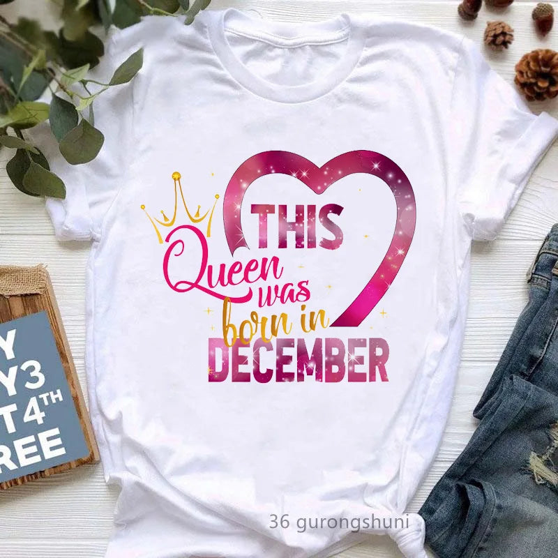 Queens Birthday Graphic Tee Womens Casual Fashion Round Neck T Shirt Short Sleeve Printed Top Harajuku Style
