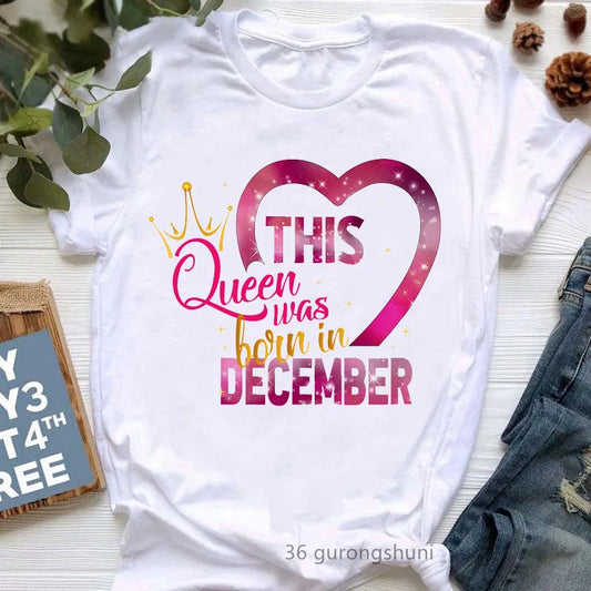 Queens Birthday Graphic Tee Womens Casual Fashion Round Neck T Shirt Short Sleeve Printed Top Harajuku Style