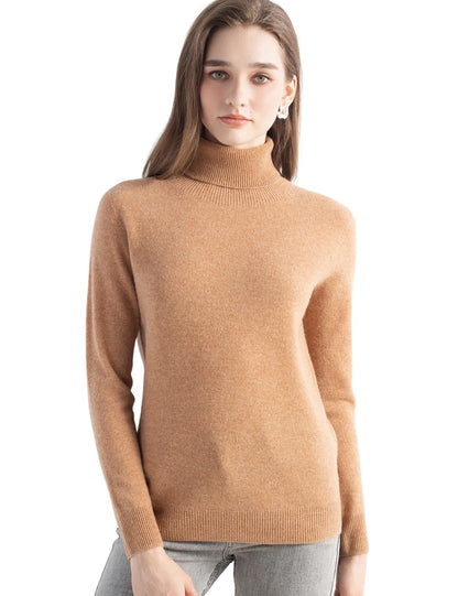 High Quality Pure Wool Turtleneck Loose Fit Sweaters For Women