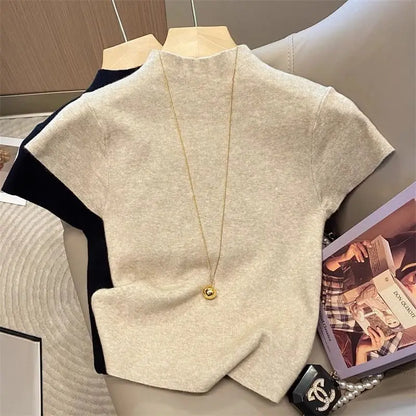 2025 Womens Half Turtleneck Sweater Solid Color Loose Long Sleeve Zipper Top Sporty Casual Autumn Sweatshirt
