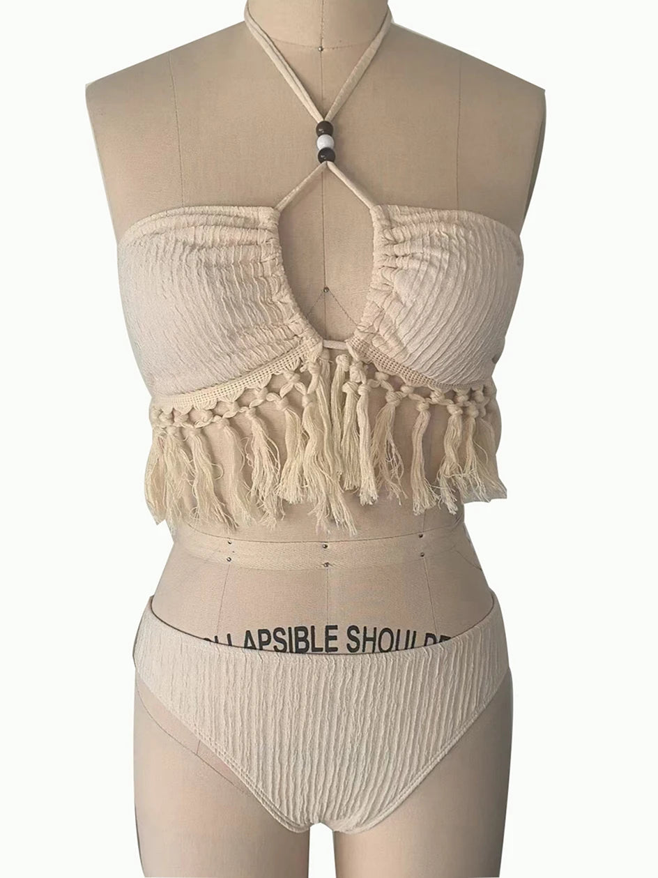 Tassel Skirt Design 3 Pieces Women Bikini Set