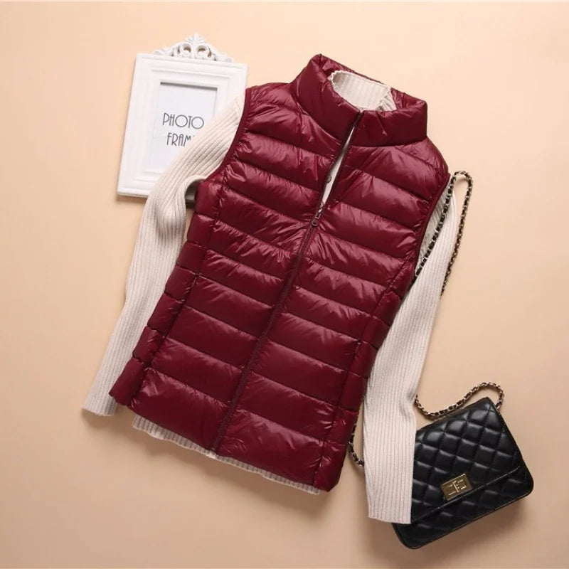 Soft Ultralight Sleeveless White Duck Down Vest For Women