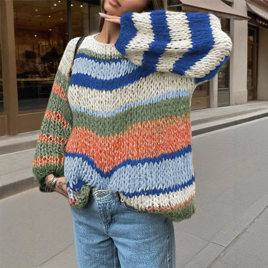 Rainbow Colors Knit Oversized Sweaters