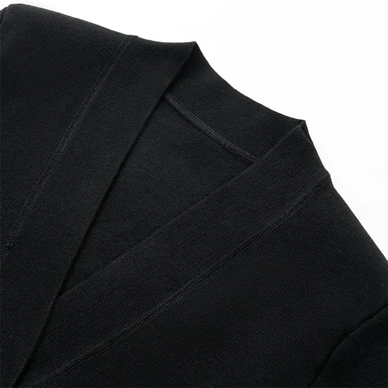 Flap Pocket Big Button V Neck Cardigan