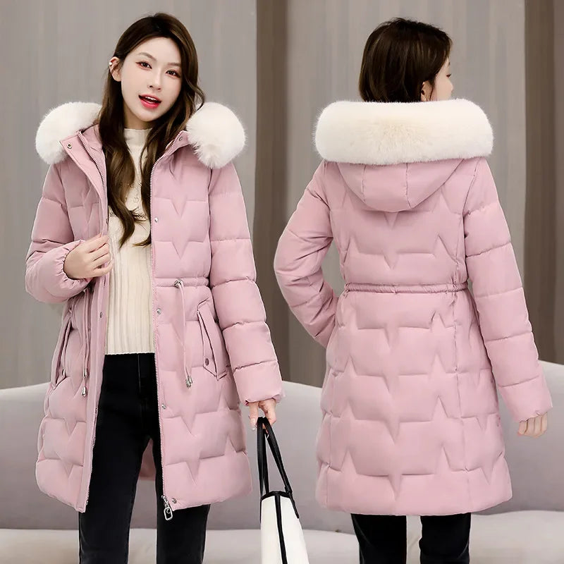 Casual Warm Fur Outwear Womens Parka