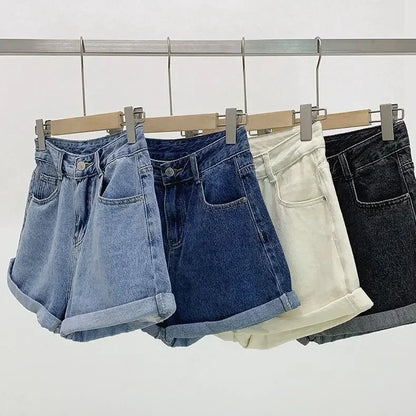 Vintage Style Simple Denim Shorts For Women