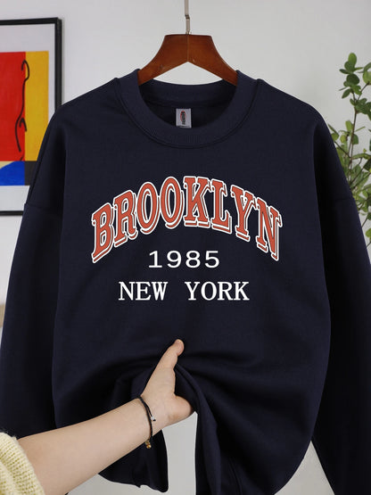 New York Printed Crew Neck Sweatshirts