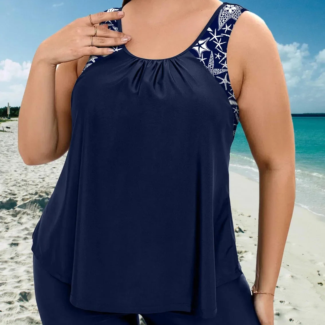 Navy Starfish Print Tankini Set Aesthetic