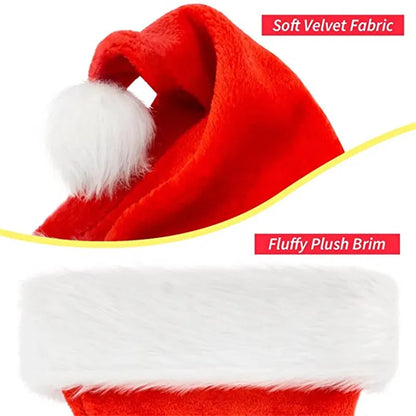 High-Quality Santa Claus Hat: Red Short Plush for Christmas Cheer