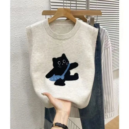 Cute Aesthetic Cat Knit Vest