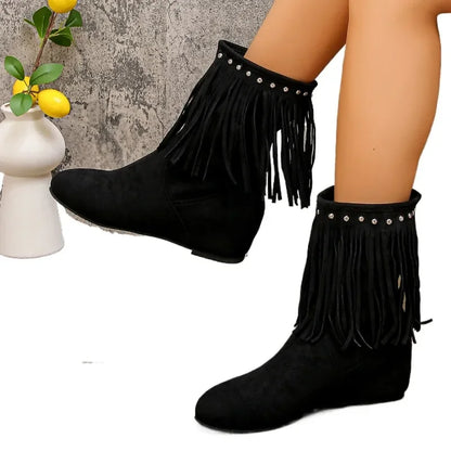 Tassel Low Heel 3 Layers Winter Women Boots