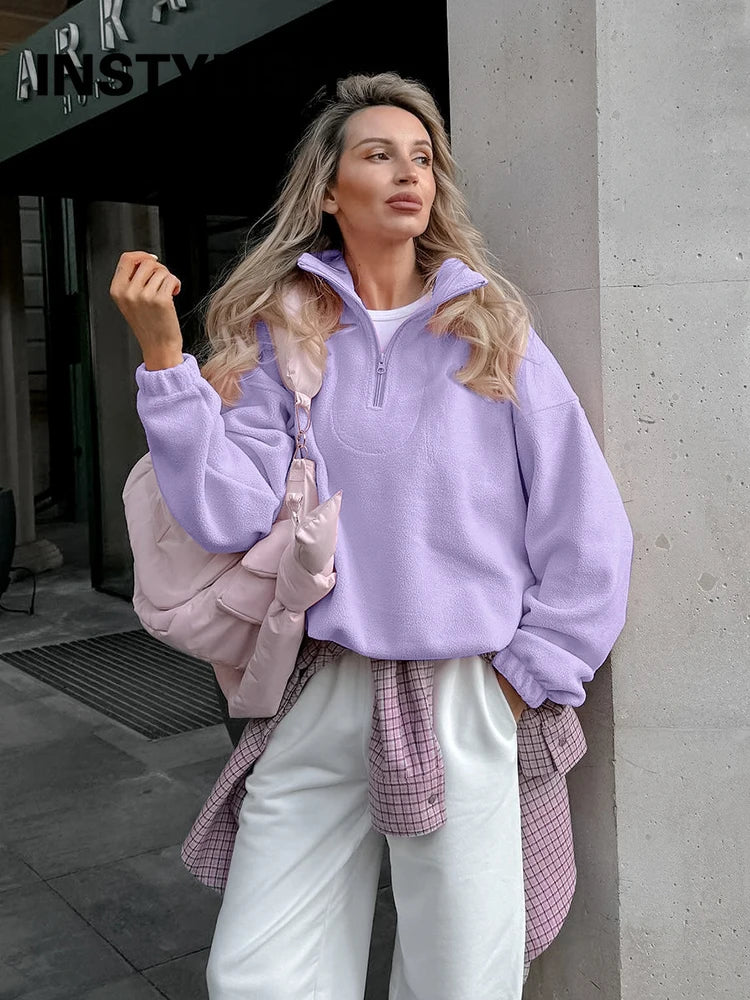 2025 Polar Fleece Hoodie Women S Loose Fit Pullover Sweatshirt For Spring Fall