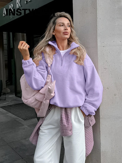 2025 Polar Fleece Hoodie Women S Loose Fit Pullover Sweatshirt For Spring Fall