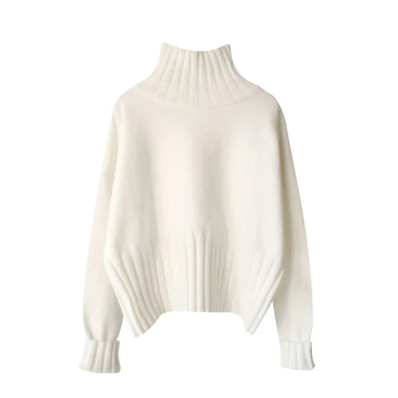 2025 Women S Turtleneck Knitted Sweater Solid Color Full Sleeve Thick Splice Jumper Casual Autumn Winter Pullover