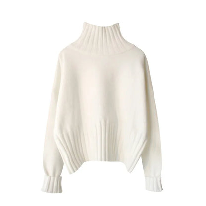 2025 Women S Turtleneck Knitted Sweater Solid Color Full Sleeve Thick Splice Jumper Casual Autumn Winter Pullover