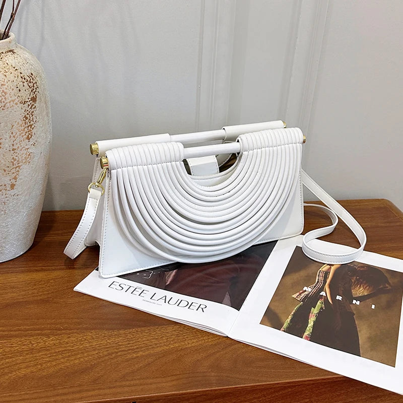 Designer Style Striped Evening Clutch Crossbody Bag