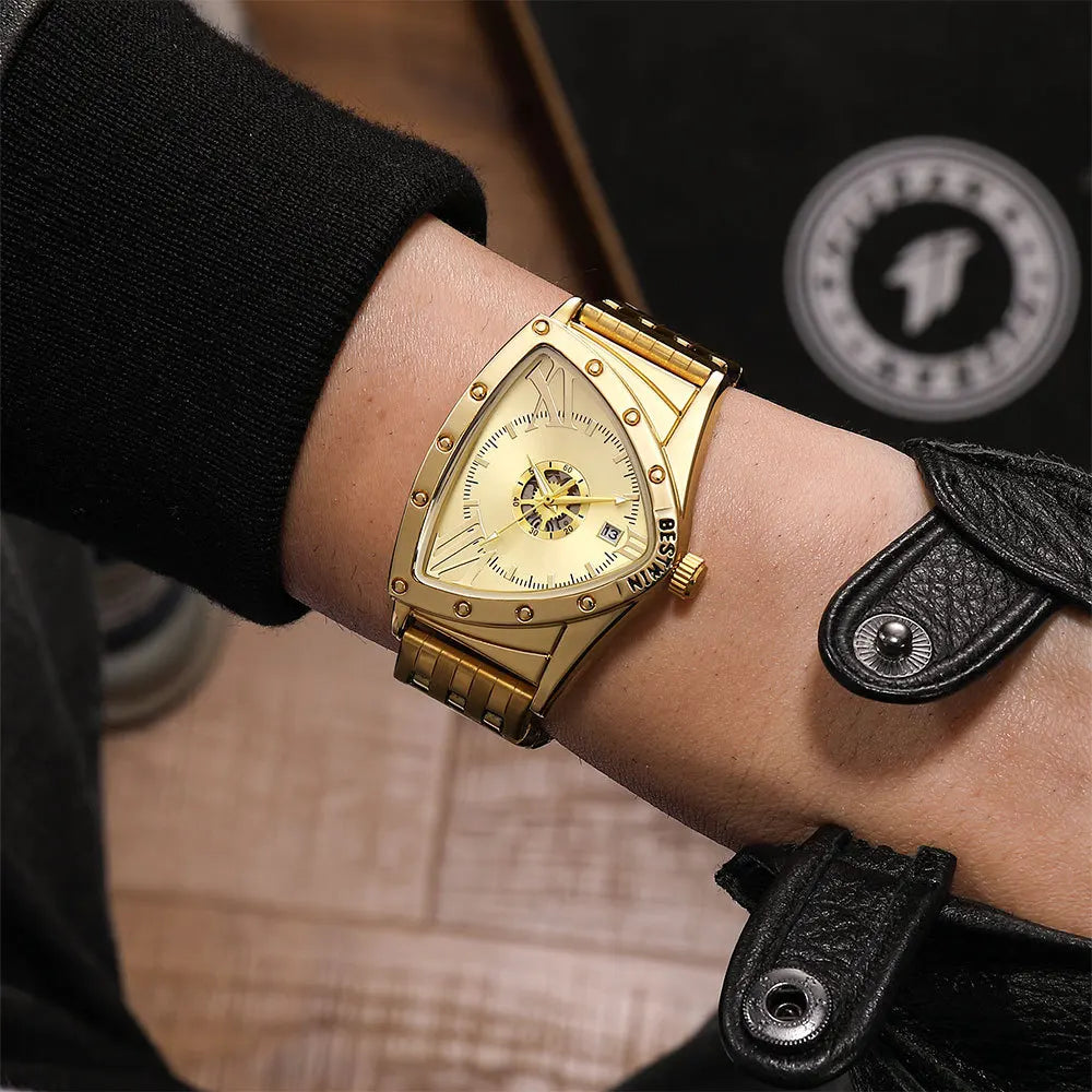 Triangle Frame Silicone Strap Luxury Quartz Men Watches