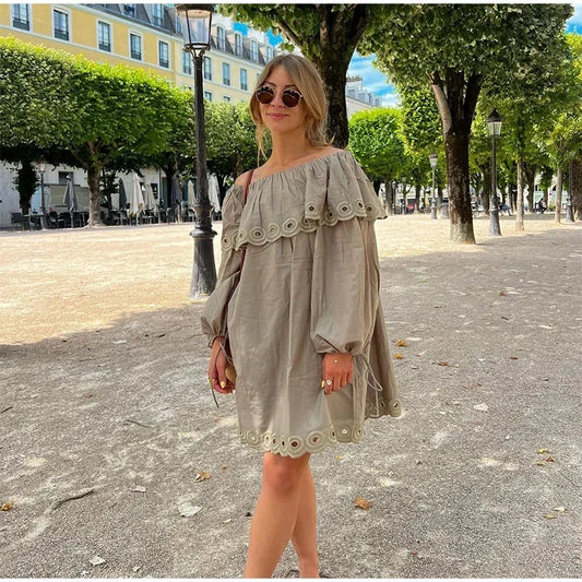 Super Comfortable Loose Off Shoulder Mini Dress