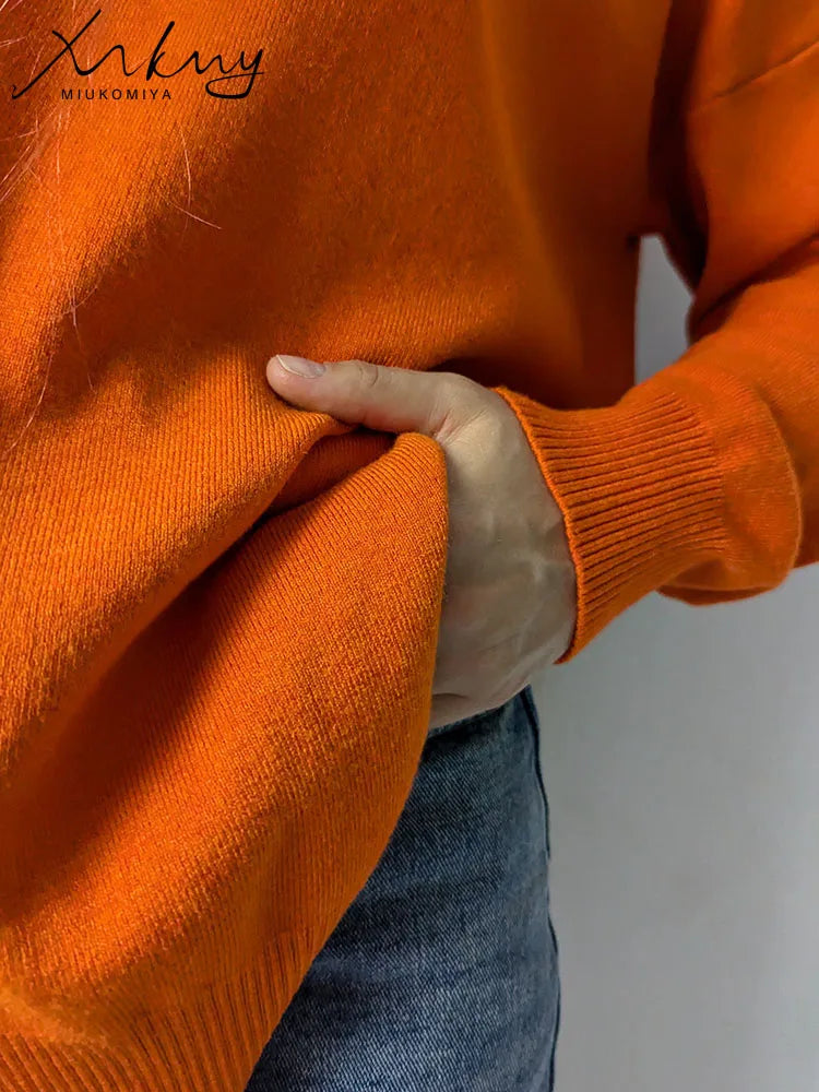 Autumn Winter Women Plus Size Soft Turtleneck Sweaters