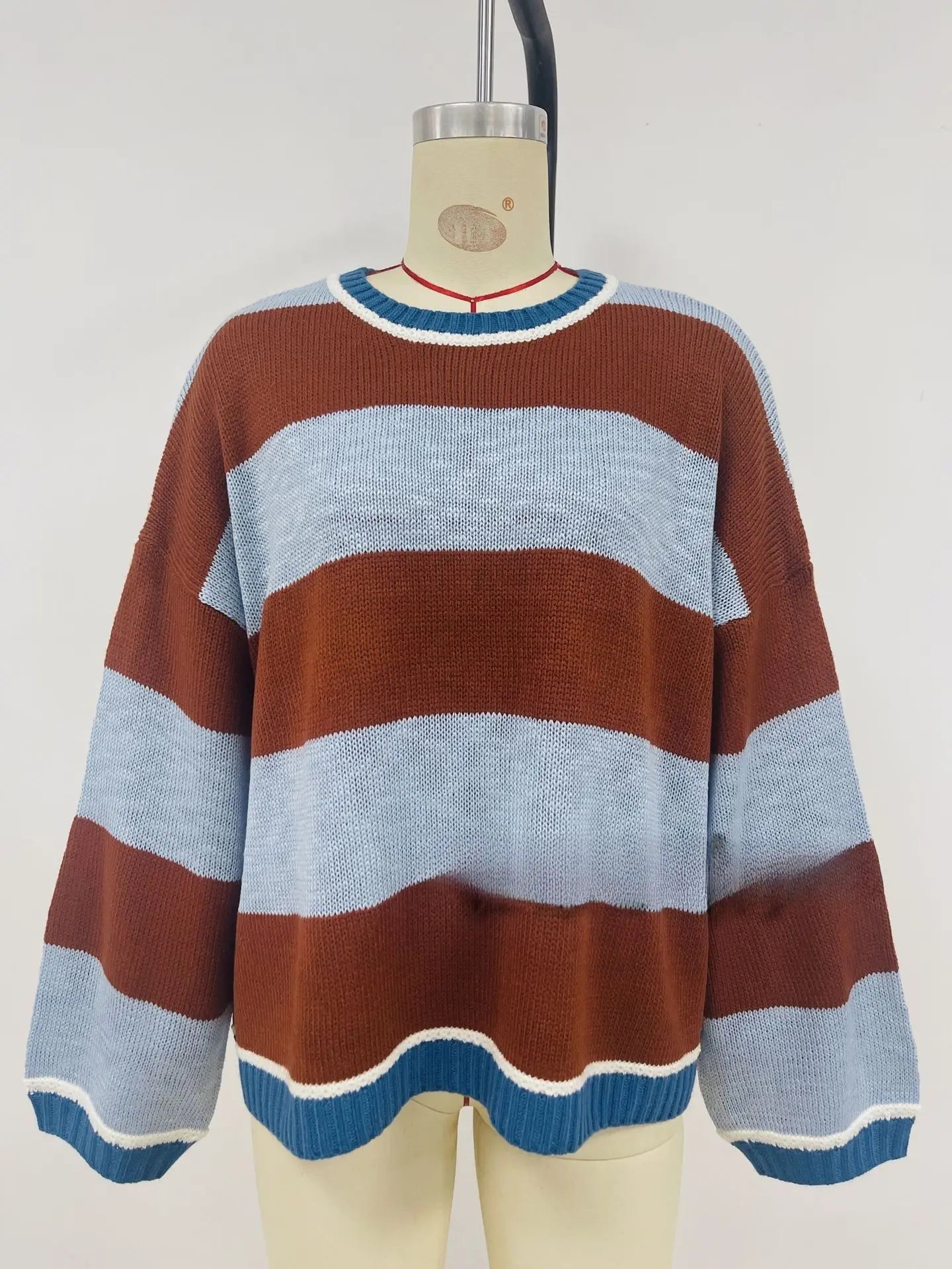 Oversized Striped Knit Sweater for Beach Club Sunsets
