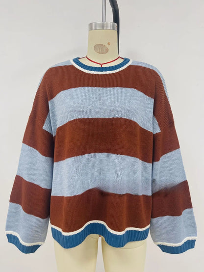 Oversized Striped Knit Sweater for Beach Club Sunsets