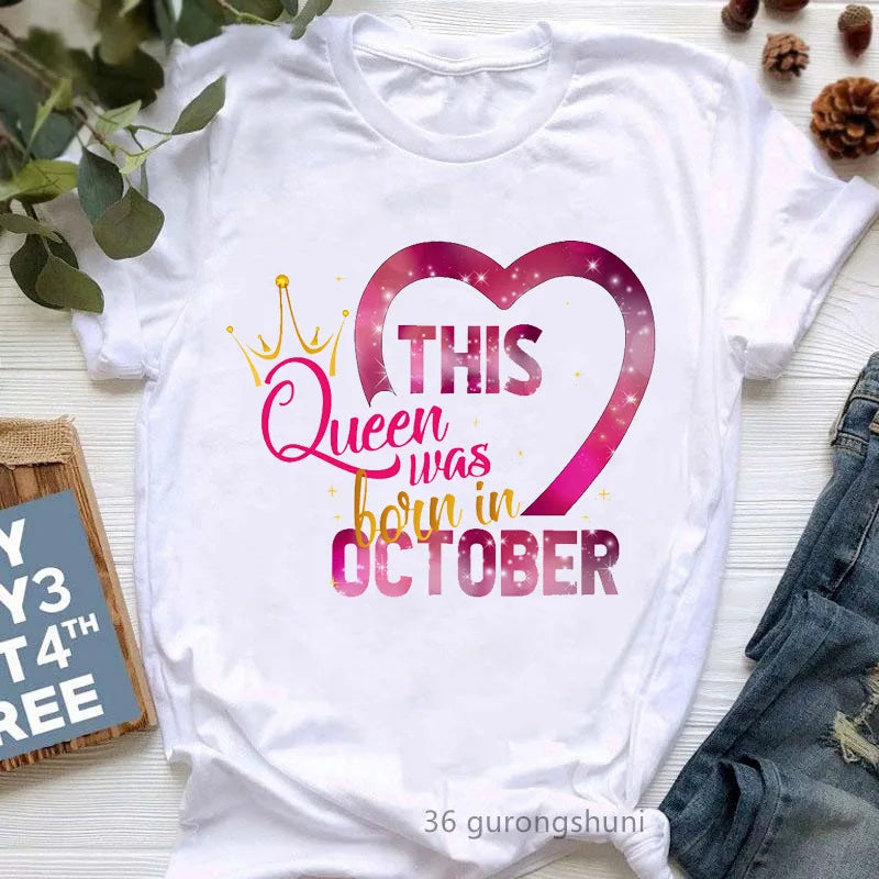 Queens Birthday Graphic Tee Womens Casual Fashion Round Neck T Shirt Short Sleeve Printed Top Harajuku Style