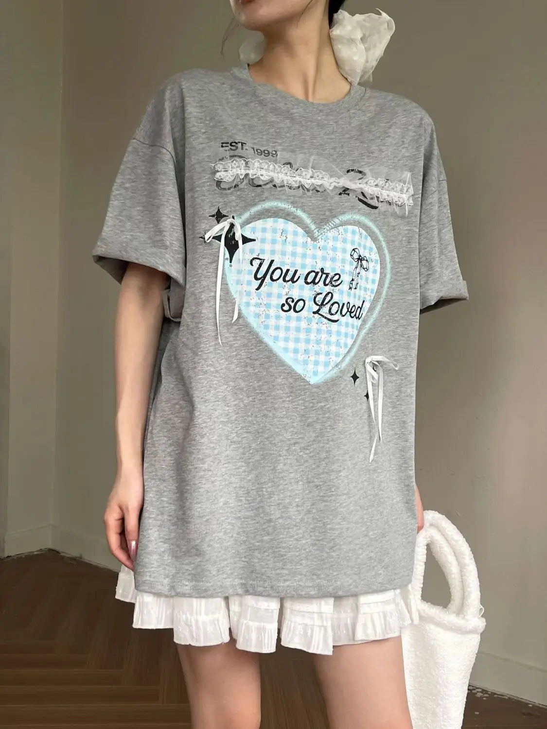 Bow Detail Cotton Lounge Set 2Pcs