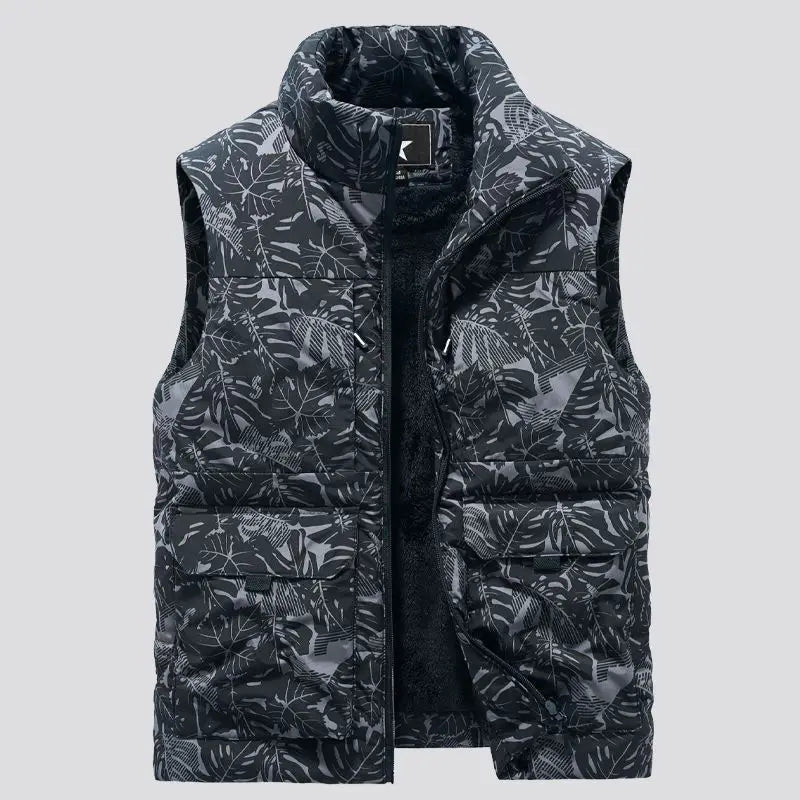 Mens Military Fleece Vest Multi Pocket Sleeveless Jacket For Winter Warmth In Black