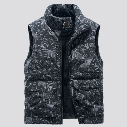 Mens Military Fleece Vest Multi Pocket Sleeveless Jacket For Winter Warmth In Black