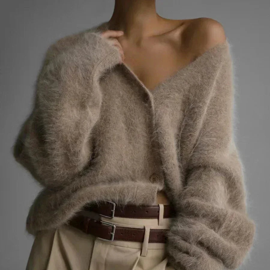 Cozy Mohair Knit Cardigan for Elegant Date Nights