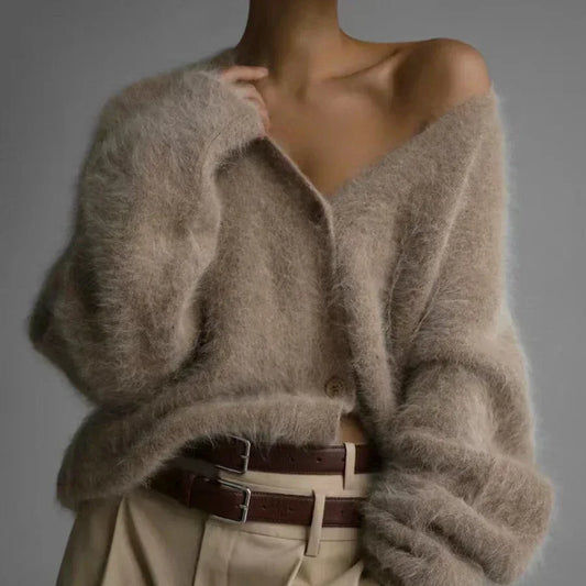 Cozy Mohair Knit Cardigan for Elegant Date Nights