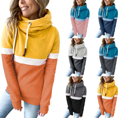 Unisex Color Block Hoodie Long Sleeve Drawstring Pullover For Work Casual Wear
