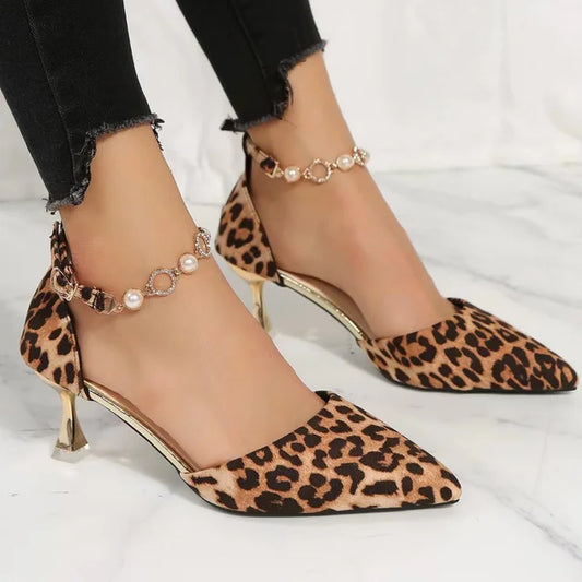 New Leopard Print High Heel Shoes for Women