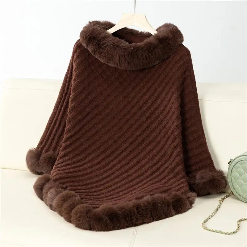 Elevated Comfort: The Luxe Fur-Trimmed Batwing Cardigan