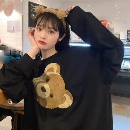 2025 Womens Hoodies Office Lady Loose Coat Korean Fashion Letter Printed Pullover Y2k Spring Sweatshirts