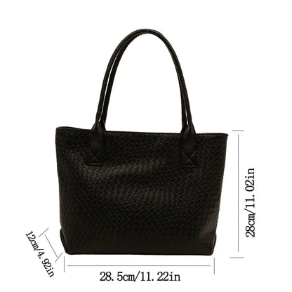 Large Capacity Crocodile Style Bright Black Handbag