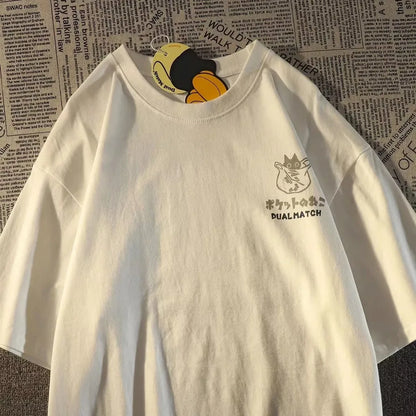 Summer Cat Print Shirt Kawaii Korean Style Casual Fashion