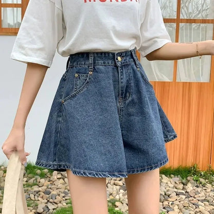 Streetwear Fashion Wide Leg Denim Shorts