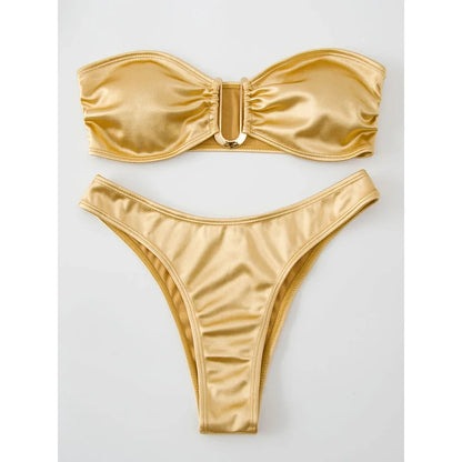 Shimmering Brown V-Bar Bikini Aesthetic