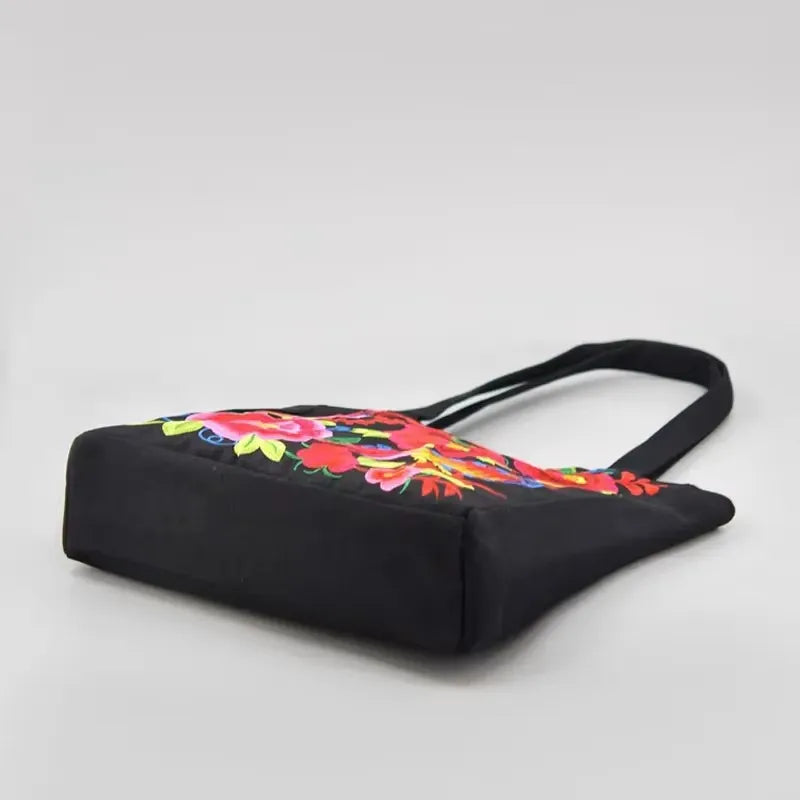 Ethnic Flower Embroidered Canvas Bags