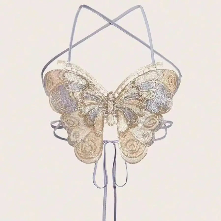 Crochet Butterfly Wings Design Sexy Crop Top