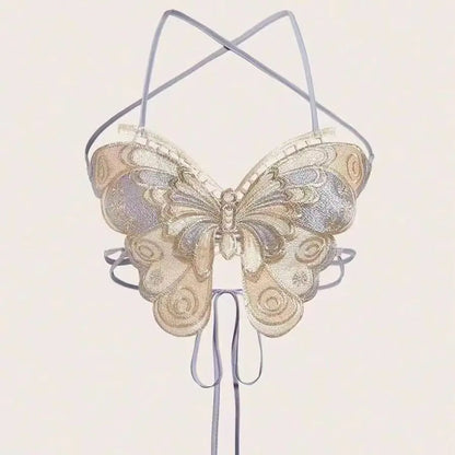 Crochet Butterfly Wings Design Sexy Crop Top