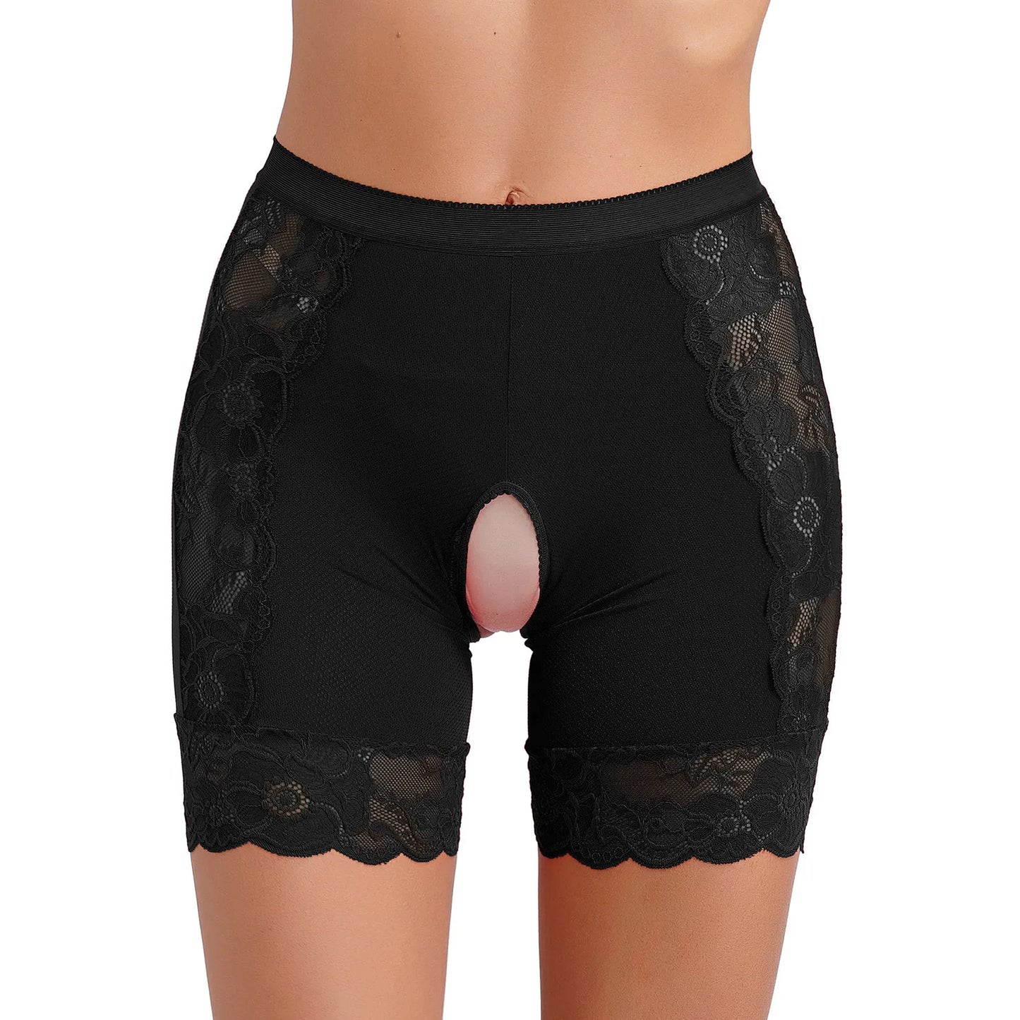 Womens Pocket Design Lace Underwear Shorts