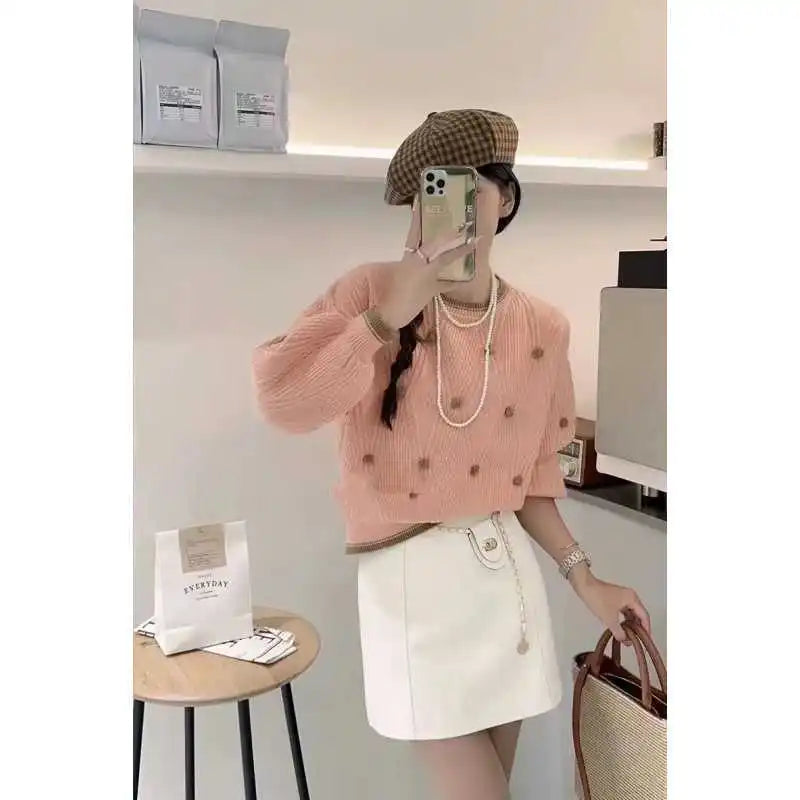 Autumn Winter Striped Oversized O Neck Sweater Loose Fashionable All Match