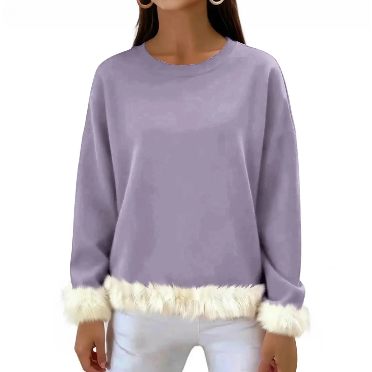 Women O Neck Casual Solid Color Sweaters