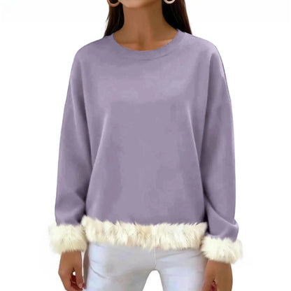 Women O Neck Casual Solid Color Sweaters