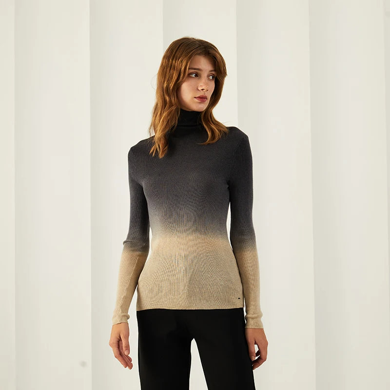 Womens Casual Turtleneck Warm Plaid Sweater