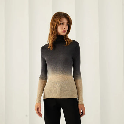 Womens Casual Turtleneck Warm Plaid Sweater